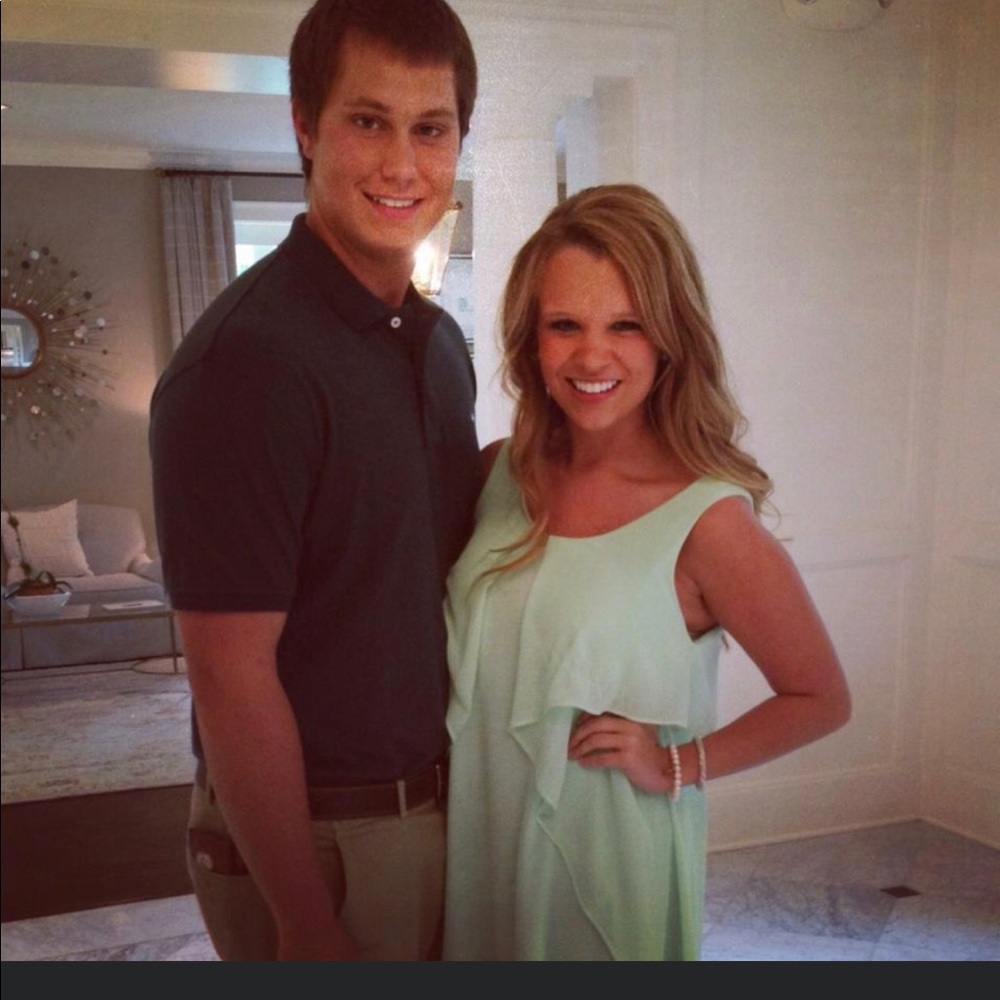 Mint high low dress